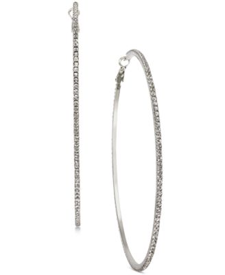 I.N.C. International Concepts - Gold-Tone Extra-Large Pav&eacute; Hoop Earrings, 3.54"