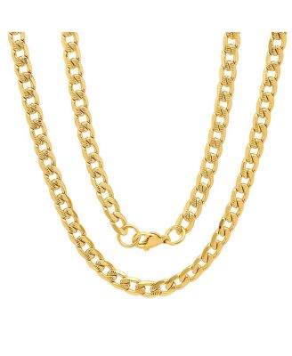 STEELTIME - Men's 18k Gold Plated Stainless Steel Accented 8mm Cuban Chain 24" from