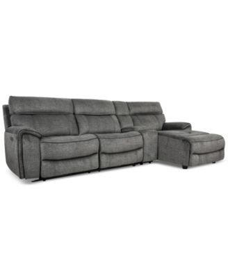 Furniture - Hutchenson 4-Pc. Fabric Sectional with 2 Power Recliners, Power Headrests and Console