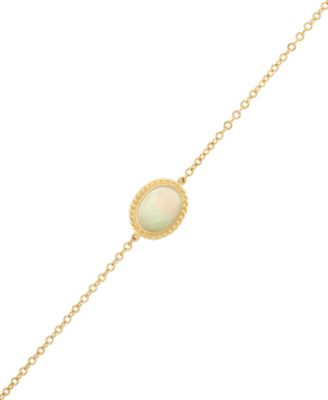 Macy's - Gemstone Twist Gallery Bracelet in 14k Yellow Gold (Available in Opal, Peridot, Blue Topaz, Amethyst, Garnet & Citrine)