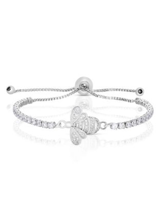 Macy's - Cubic Zirconia BEE ADJUSTABLE BOLO BRACELET IN FINE SILVER PLATE