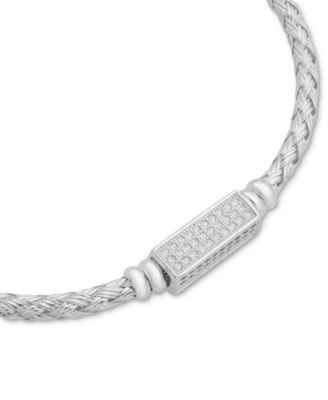 Macy's - Cubic Zirconia Bar Woven Link Bracelet in Sterling Silver