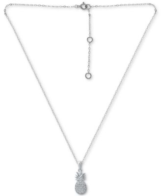 Giani Bernini - Cubic Zirconia Pineapple Pendant Necklace in Sterling Silver, 16" + 2" extender