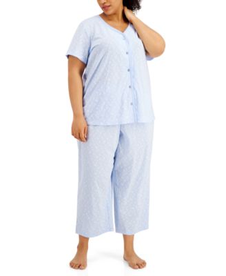 Charter Club - Plus Size Cotton Capri Pants Pajamas Set