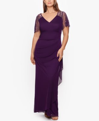 XSCAPE - Plus Size Embellished Chiffon Gown