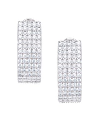 Macy's - Cubic Zirconia 5 Row Hoop Earrings in Fine Silver Plate