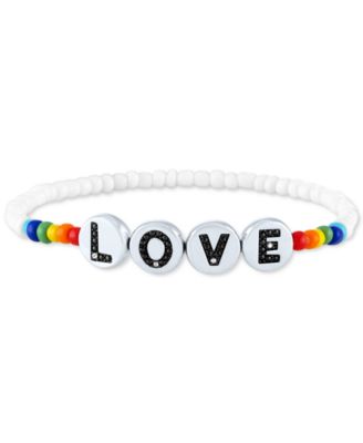 Macy's - Diamond Accent LOVE Beaded Stretch Bracelet in Sterling Silver