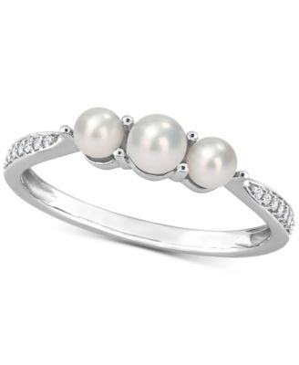 Macy's - Cultured Freshwater Pearl (3 & 6-1/2mm) & Diamond Accent Ring in 14k White Gold