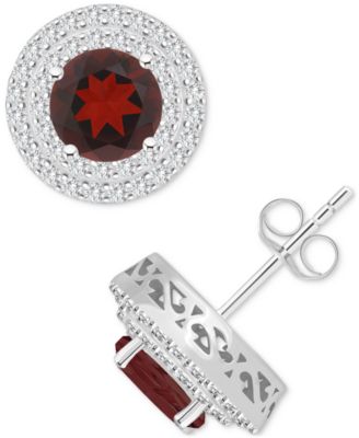 Macy's - Amethyst (2-1/2 ct. t.w.) & White Topaz (3/4 ct. t.w.) Stud Earrings in Sterling Silver (Also in Citrine, Rhodolite Garnet, Peridot, & Blue Topaz)