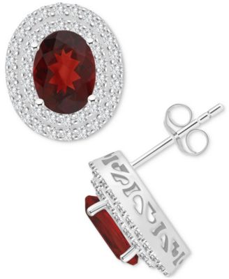 Macy's - Amethyst (2-3/8 ct. t.w.) & White Topaz (7/8 ct. t.w.) Oval Stud Earrings in Sterling Silver (Also in Citrine, Rhodolite Garnet, Peridot, & Blue Topaz