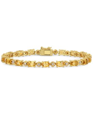 Macy's - Citrine (8-1/10 ct. t.w.) & Diamond Accent Link Bracelet in 18k Gold-Plated Sterling Silver