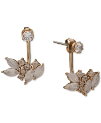 lonna & lilly - Gold-Tone Crackled Cubic Zirconia Jacket Earrings