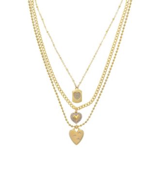 ETTIKA - 18k Gold-Plated 3-Pc. Set Cubic Zirconia Heart Pendant Necklaces