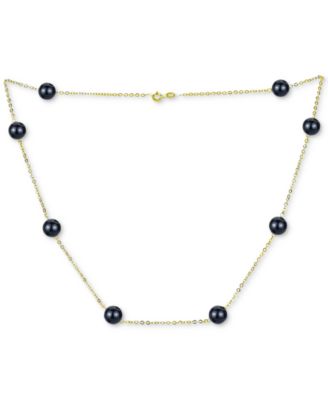 Macy's - Onyx Bead 18" Collar Necklace in 14k Gold (Also in Jade, Lapis Lazuli, Rose Quartz, & Turquoise)