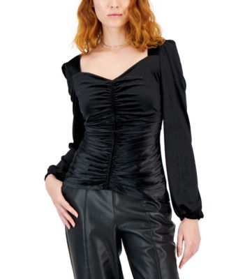 I.N.C. International Concepts - Women's Sweetheart-Neck Ruched Velvet Top