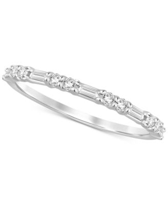 Macy's - Diamond Round & Baguette Stack Ring (1/3 ct. t.w.) in 14k White Gold