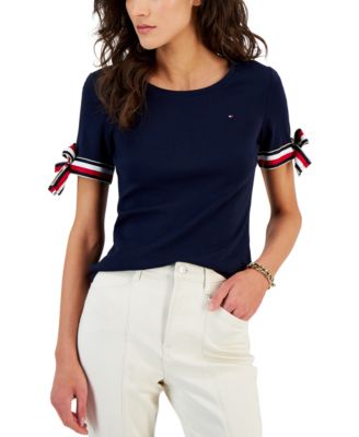 Tommy Hilfiger - Women's Cotton Tie-Sleeve Top