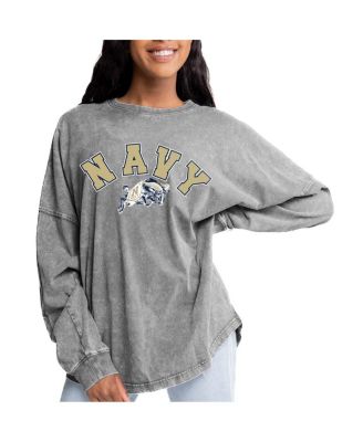 Gameday Couture - Women's Gray Navy Midshipmen Faded Wash Pullover Sweatshirt