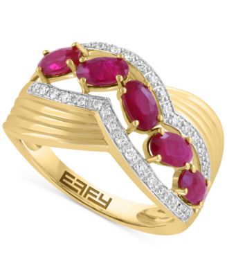 EFFY Collection - Ruby (2-3/8 ct. t.w.) & Diamond (1/6 ct. t.w.) Statement Ring in 14k Yellow Gold