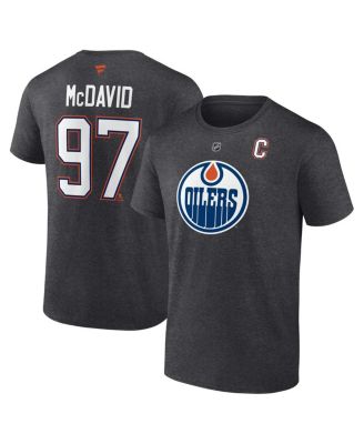 Fanatics - Men's Connor McDavid Charcoal Edmonton Oilers Authentic Stack Name Number T-Shirt