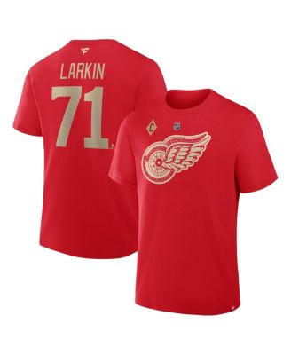 Fanatics - Men's Dylan Larkin Red Detroit Red Wings Captain's Patch Centennial Authentic Stack Name Number T-Shirt