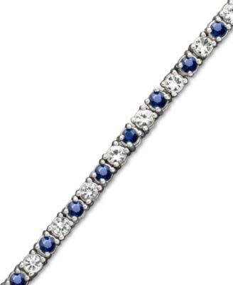 Macy's - Sterling Silver Bracelet, Sapphire (2-1/2 ct. t.w.) and White Sapphire (2-3/4 ct. t.w.) Bracelet (Also available in Emerald or White Sapphire)