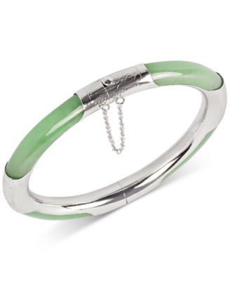 Macy's - Dyed Green Jade (7mm) Bangle Bracelet in Sterling Silver