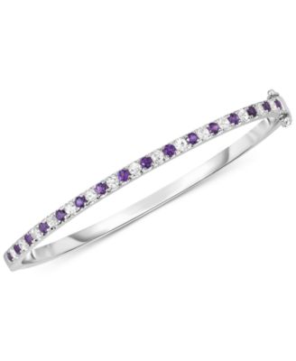 Macy's - Amethyst (1 ct. t.w.) & White Topaz (1-3/8 ct. t.w.) Bangle Bracelet in Sterling Silver