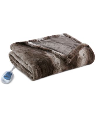 Beautyrest - Zuri Reversible Oversized 50" x 70" Electric Faux-Fur Throw